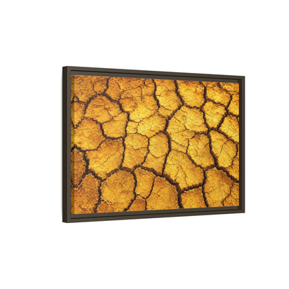 Side Mockup 2. Nature Cracked Earth Golden Cracked Earth shown as stretched canvas wall art