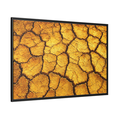 Side Mockup 12. Nature Cracked Earth Golden Cracked Earth shown as stretched canvas wall art