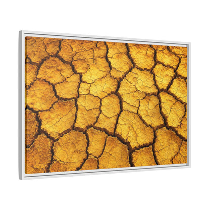 Side Mockup 9. Nature Cracked Earth Golden Cracked Earth shown as stretched canvas wall art