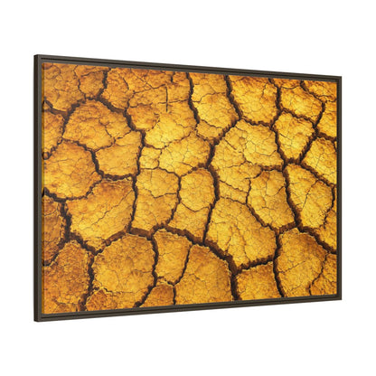Side Mockup 8. Nature Cracked Earth Golden Cracked Earth shown as stretched canvas wall art