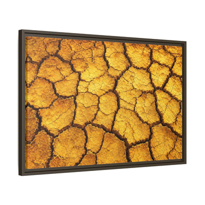 Side Mockup 11. Nature Cracked Earth Golden Cracked Earth shown as stretched canvas wall art