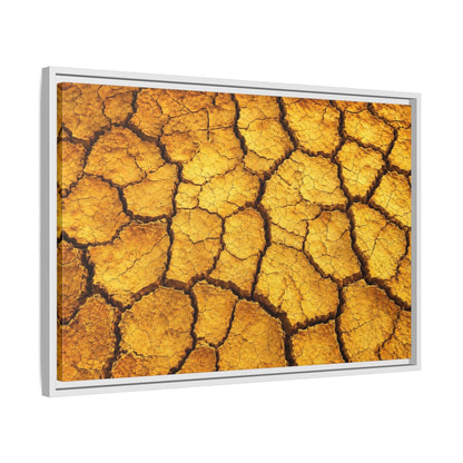 Side Mockup 10. Nature Cracked Earth Golden Cracked Earth shown as stretched canvas wall art