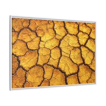 Side Mockup 7. Nature Cracked Earth Golden Cracked Earth shown as stretched canvas wall art