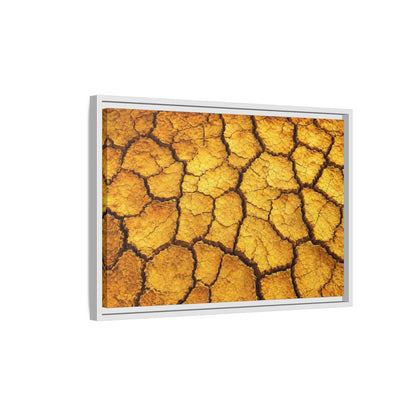 Side Mockup 1. Nature Cracked Earth Golden Cracked Earth shown as stretched canvas wall art