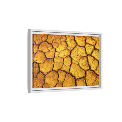 Side Mockup 4. Nature Cracked Earth Golden Cracked Earth shown as stretched canvas wall art