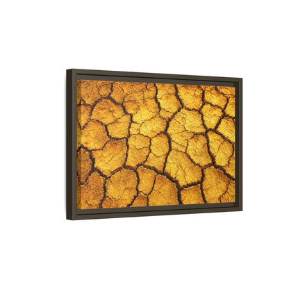 Side Mockup 5. Nature Cracked Earth Golden Cracked Earth shown as stretched canvas wall art