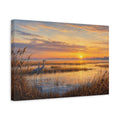 Side Mockup 4. Nature Cranes Golden Sunset Cranes shown as stretched canvas wall art