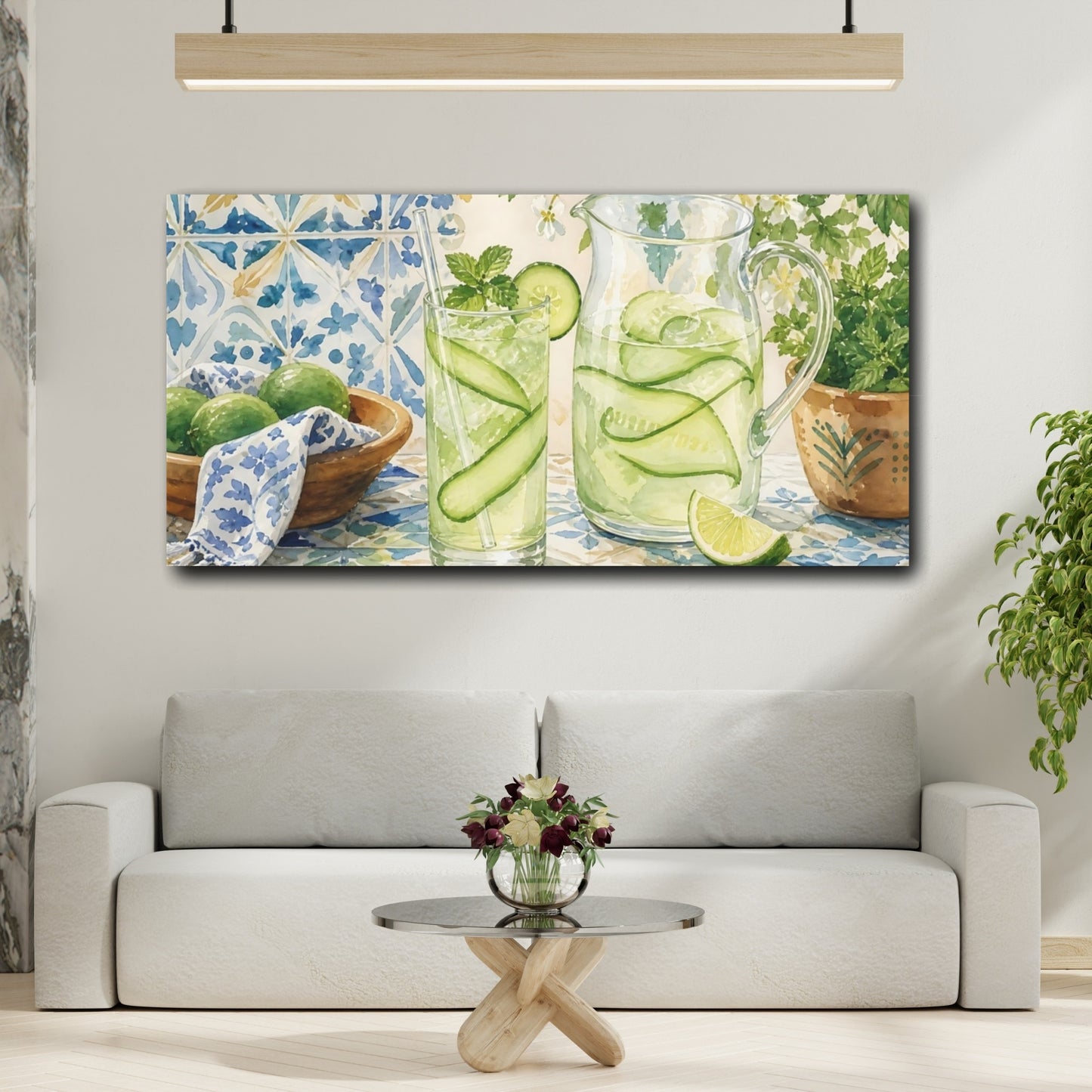 Mockup 2. Nature Cucumber Water Green And Blue Refreshment shown as canvas print