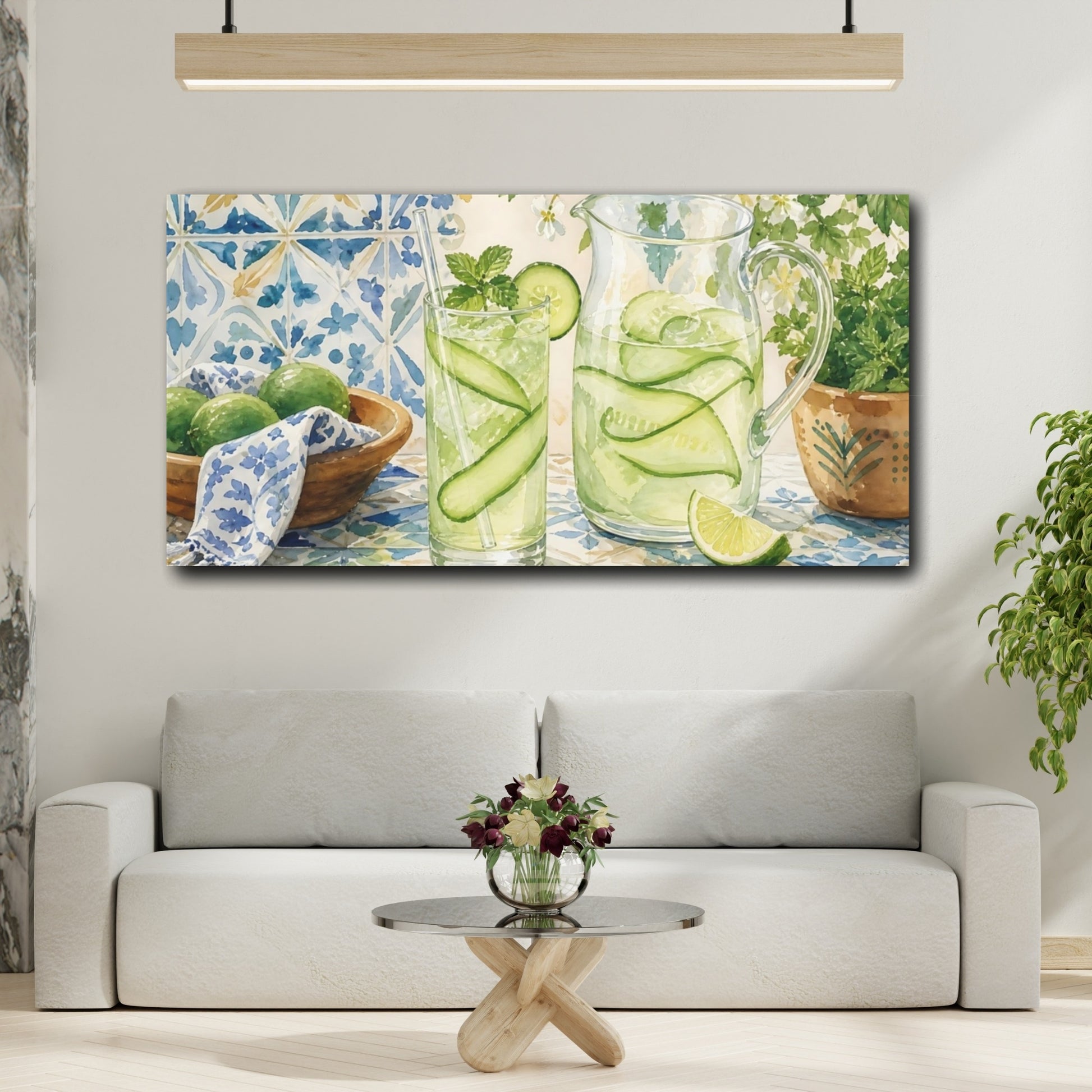 Mockup 2. Nature Cucumber Water Green And Blue Refreshment shown as canvas print