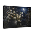 Side Mockup 4. Nature Daisies Moonlit Daisies shown as stretched canvas wall art