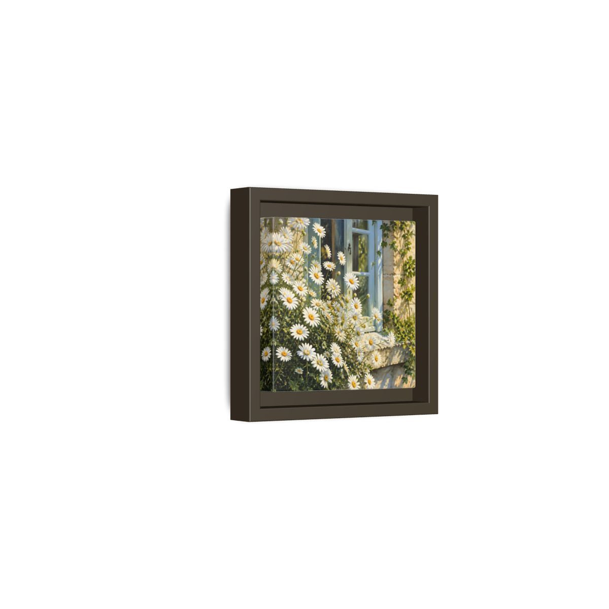Side Mockup 23. Nature Daisies White Daisies shown as stretched canvas wall art