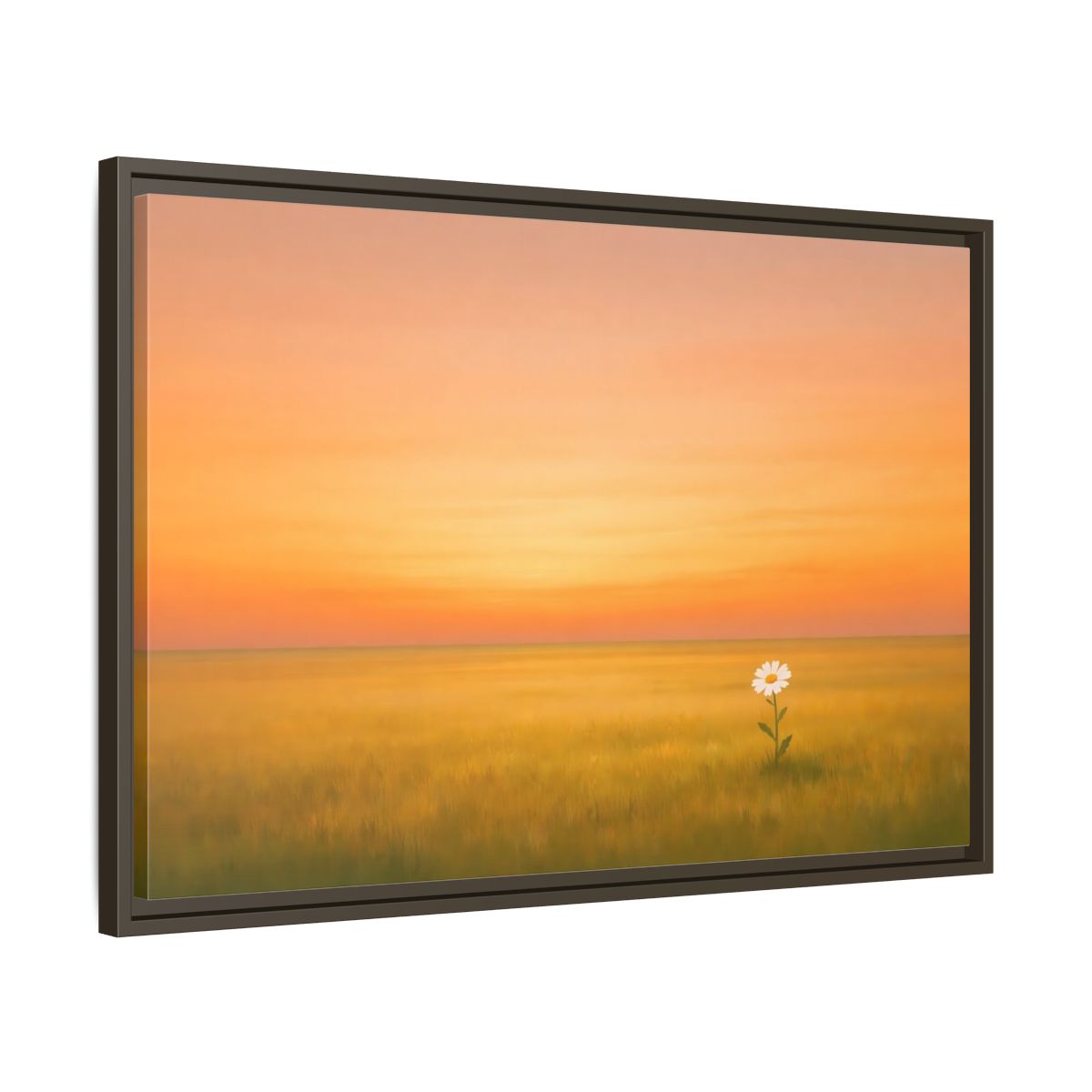 Side Mockup 11. Nature Daisy Orange Sky Daisy shown as stretched canvas wall art