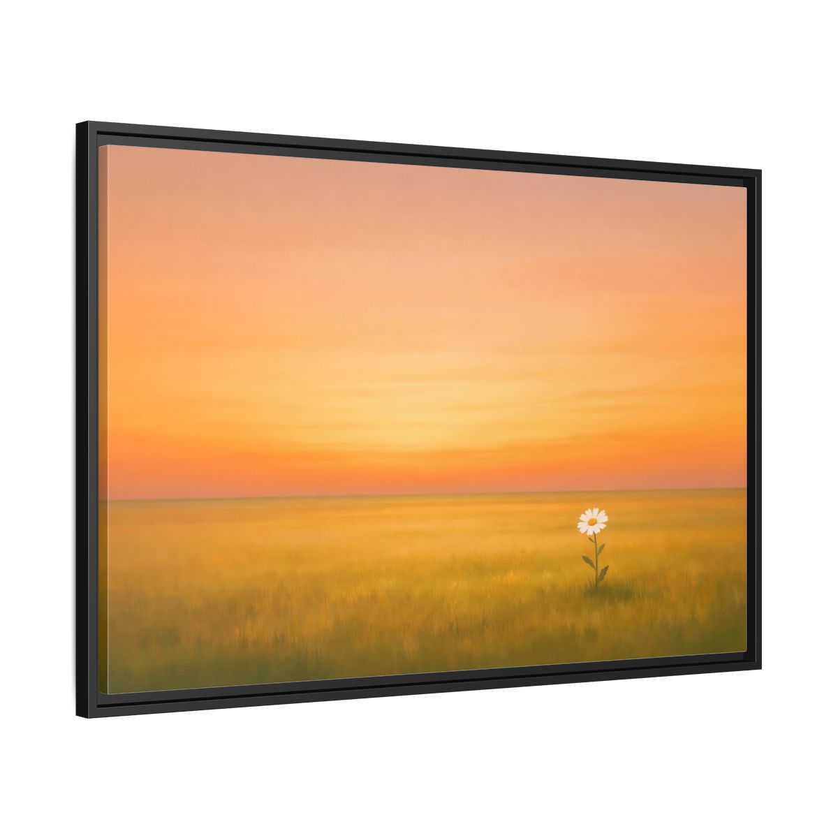 Side Mockup 13. Nature Daisy Orange Sky Daisy shown as stretched canvas wall art