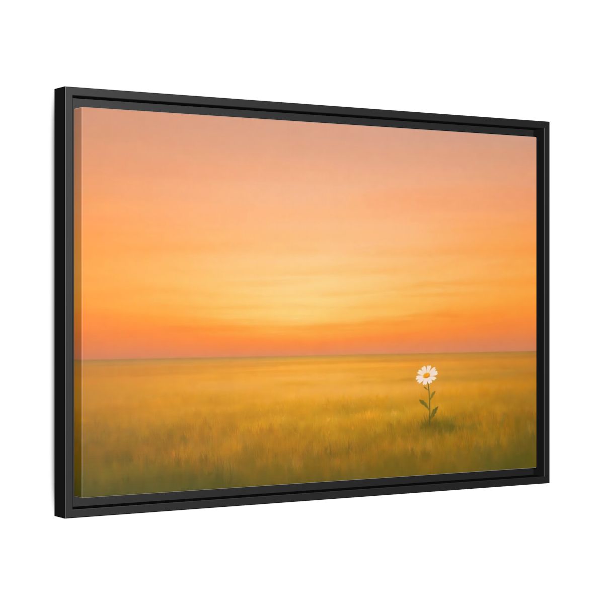 Side Mockup 14. Nature Daisy Orange Sky Daisy shown as stretched canvas wall art