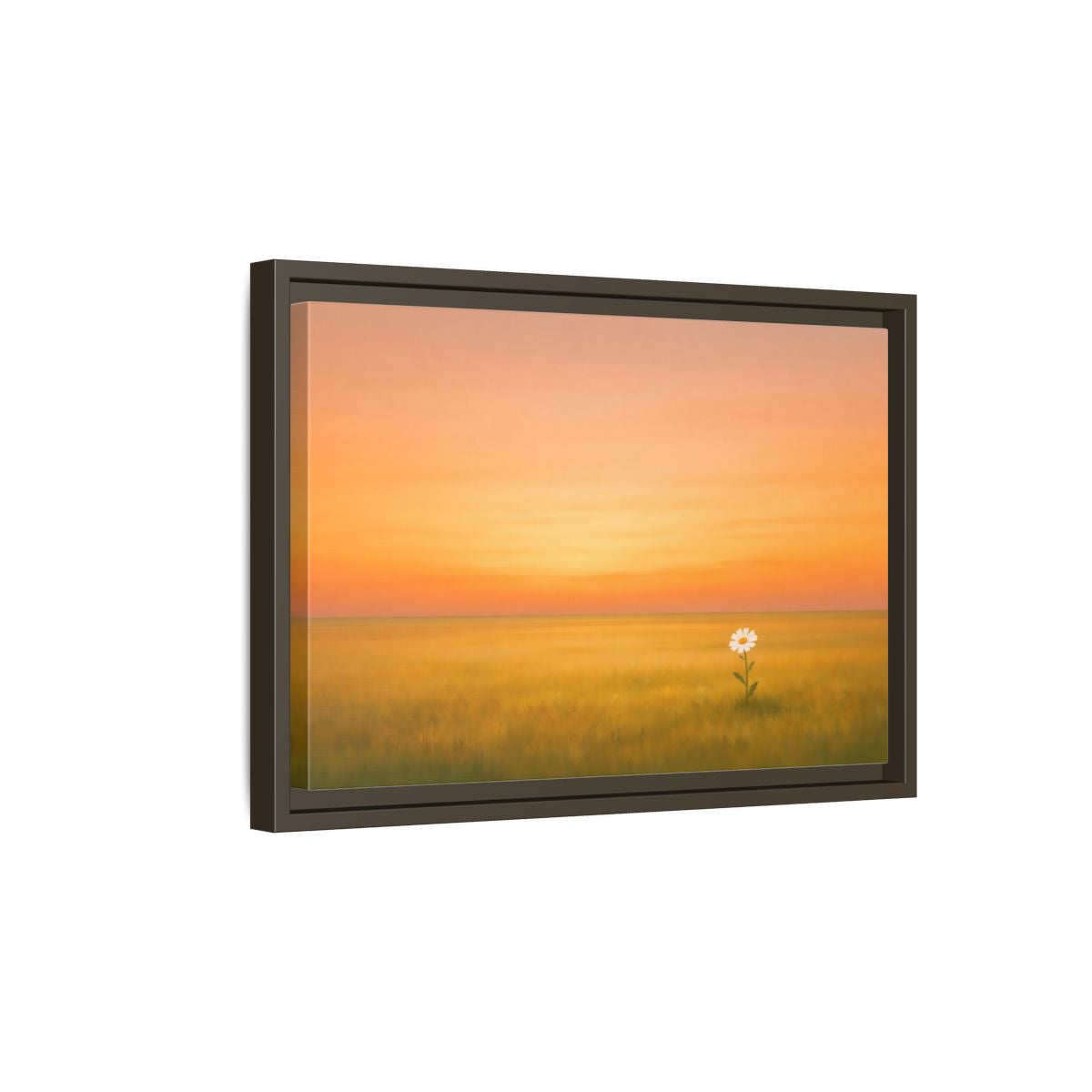 Side Mockup 5. Nature Daisy Orange Sky Daisy shown as stretched canvas wall art