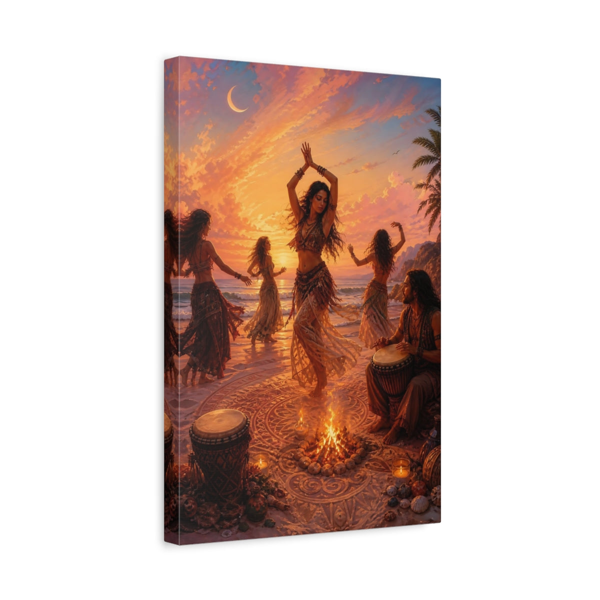 Side Mockup 4. Nature Dancers Sunset Beach Dance shown as canvas print