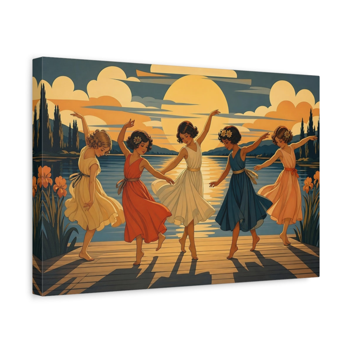 Side Mockup 4. Nature Dancing Girls Sunset Dance shown as canvas print