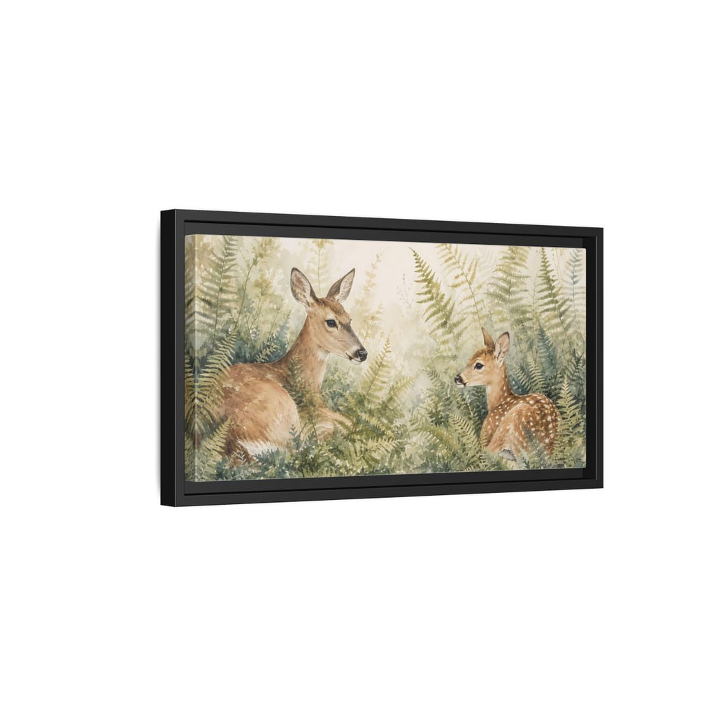 Side Mockup 8. Nature Deer Brown Green Wildlife shown as stretched canvas wall art