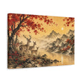 Side Mockup 4. Nature Deer Family Autumn Landscape shown as stretched canvas wall art