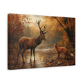 Side Mockup 4. Nature Deer, Fox Autumn Wildlife shown as stretched canvas wall art