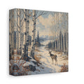 Side Mockup 2. Nature Deer Winter Forest Deer shown as stretched canvas wall art