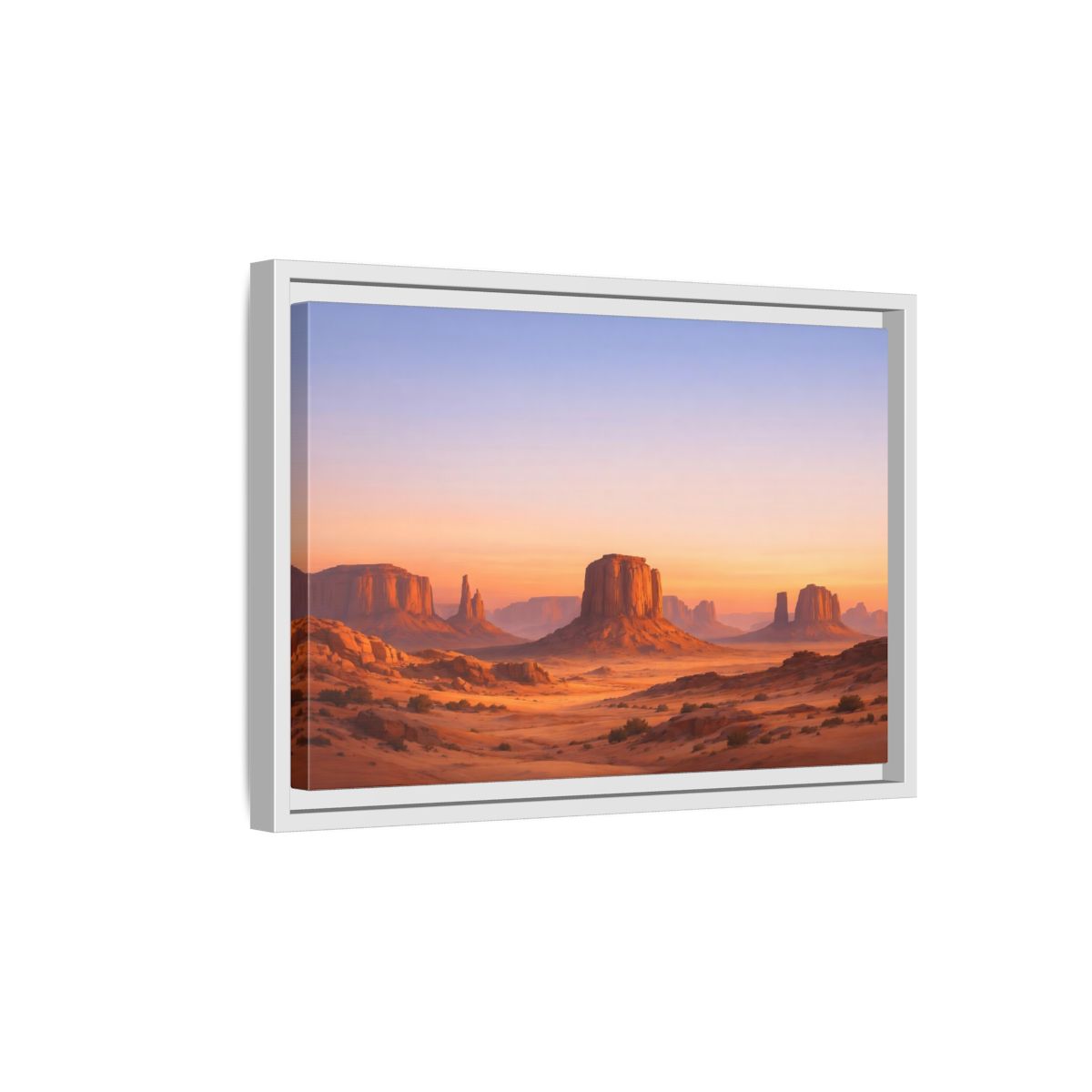 Side Mockup 4. Nature Desert Buttes Orange And Blue shown as stretched canvas wall art