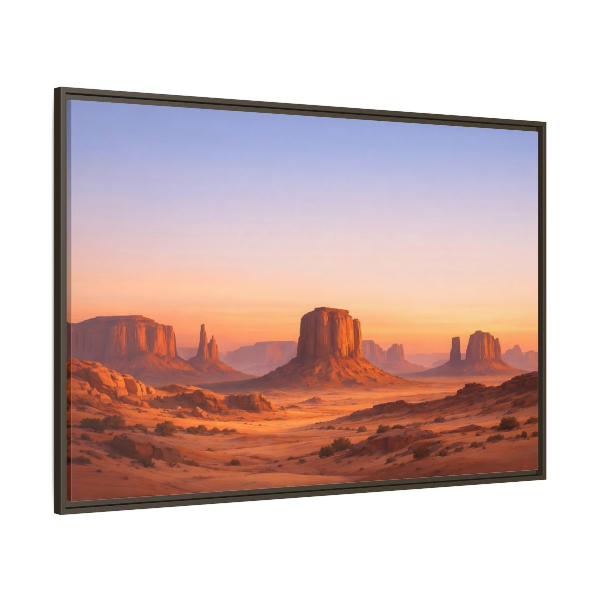 Side Mockup 8. Nature Desert Buttes Orange And Blue shown as stretched canvas wall art