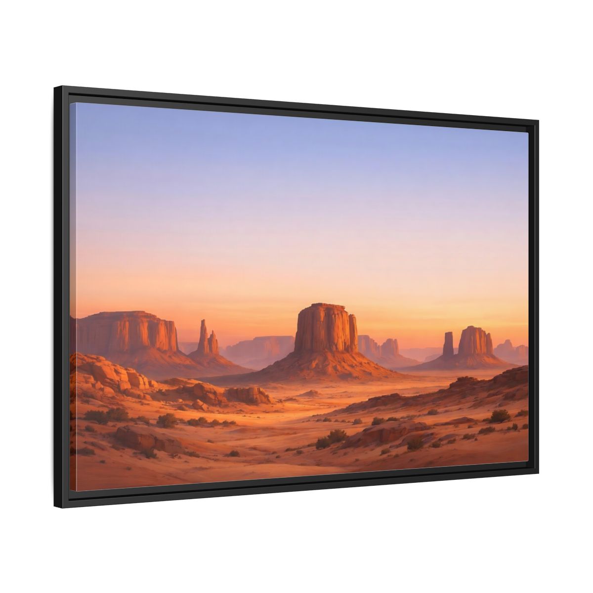 Side Mockup 13. Nature Desert Buttes Orange And Blue shown as stretched canvas wall art