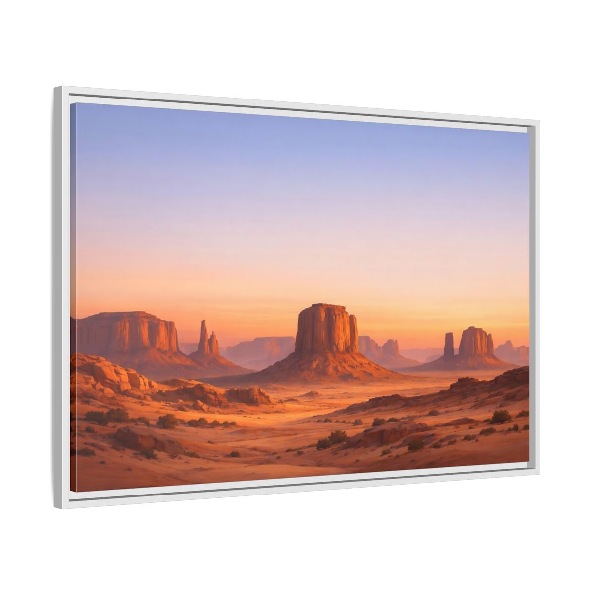 Side Mockup 9. Nature Desert Buttes Orange And Blue shown as stretched canvas wall art