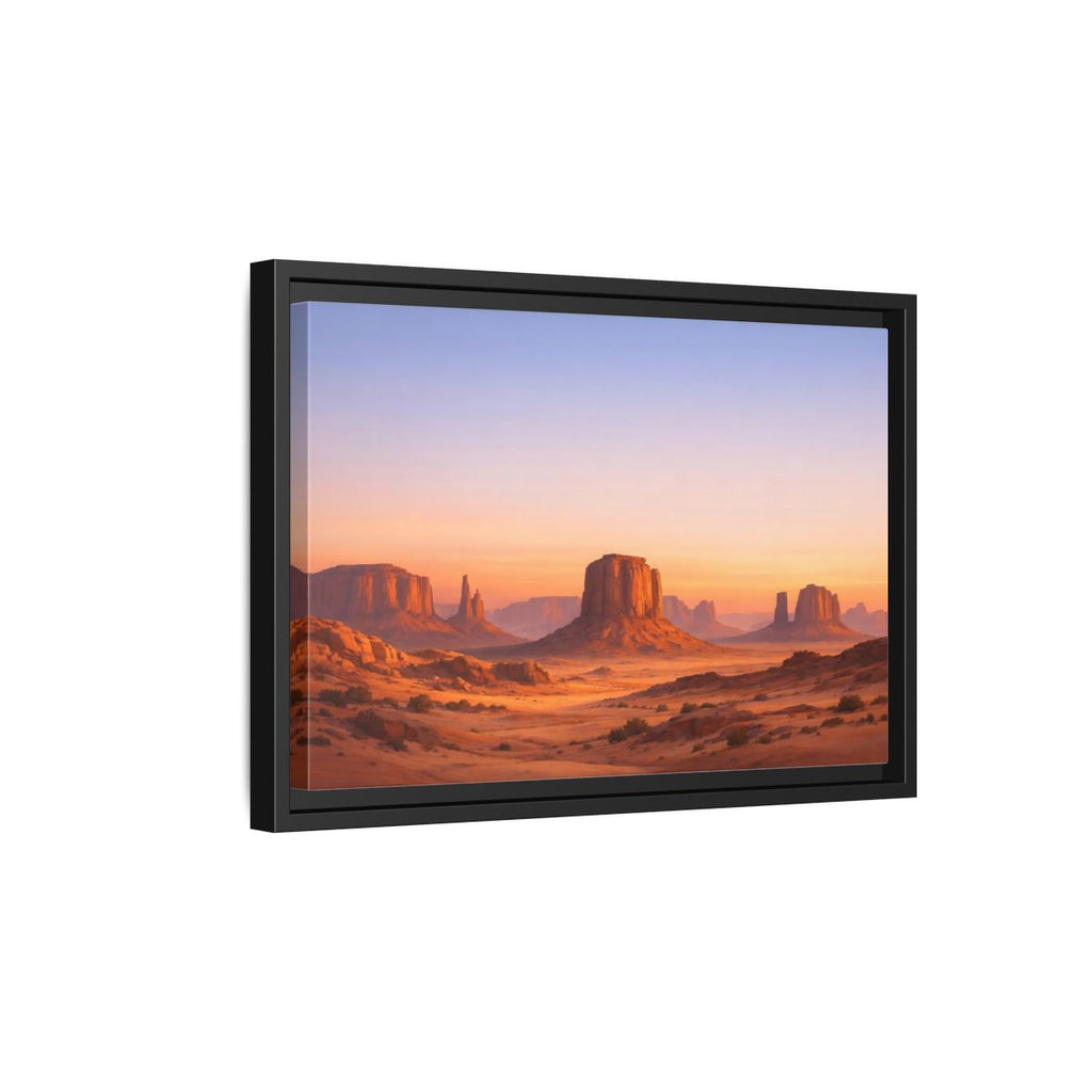 Side Mockup 6. Nature Desert Buttes Orange And Blue shown as stretched canvas wall art
