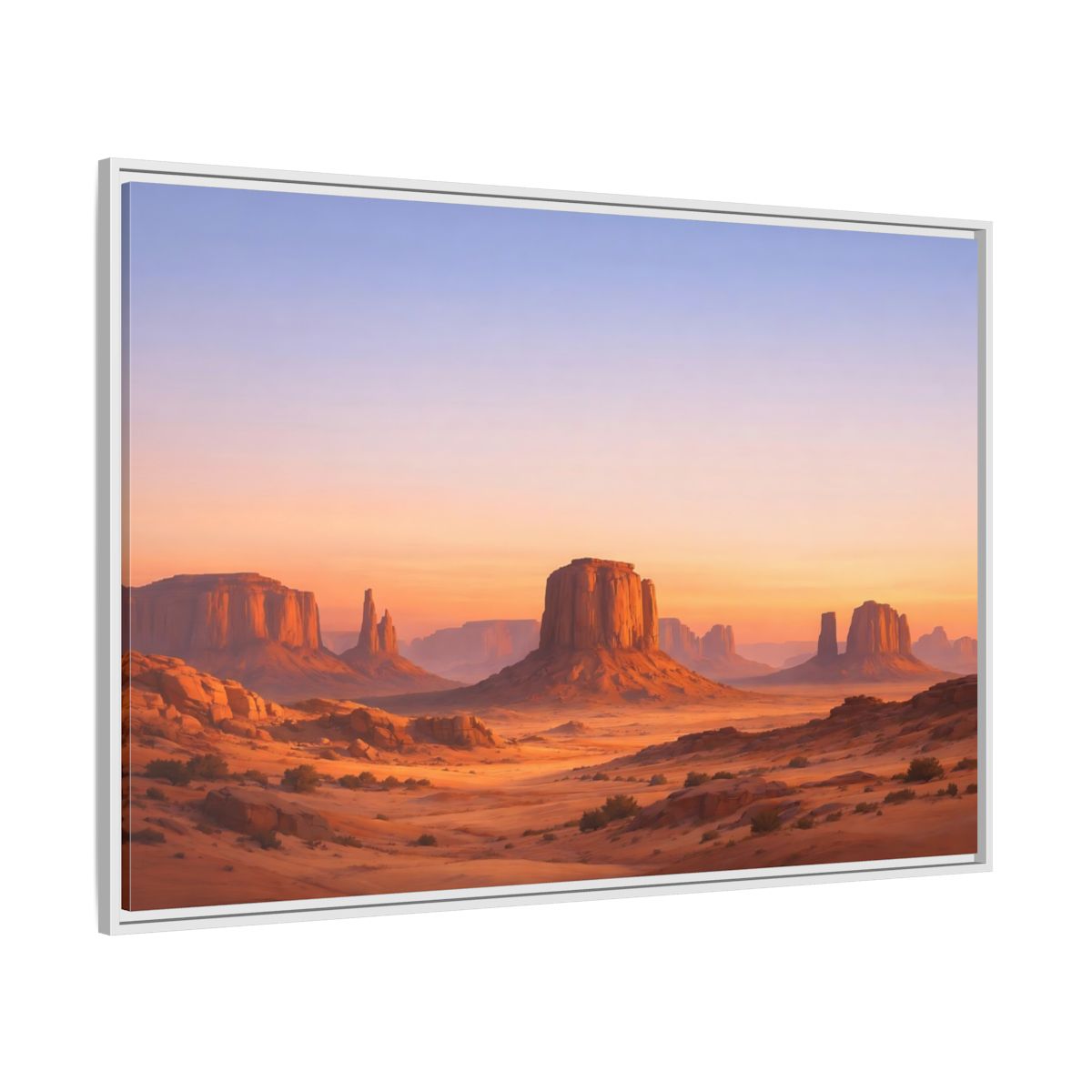Side Mockup 7. Nature Desert Buttes Orange And Blue shown as stretched canvas wall art
