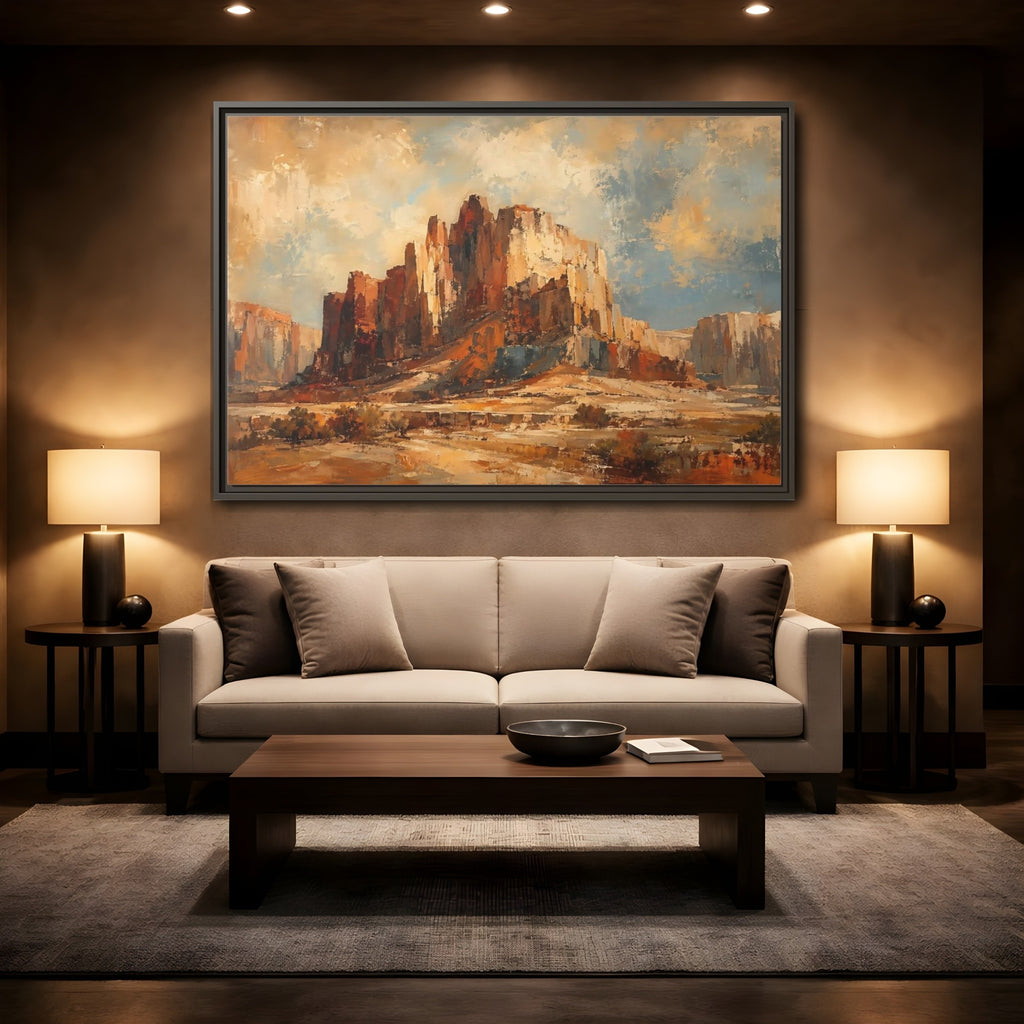 Mockup 2. Nature Desert Canyon Desert Landscape shown as stretched canvas wall art