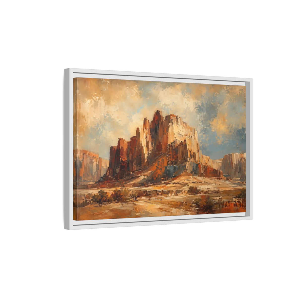 Side Mockup 1. Nature Desert Canyon Desert Landscape shown as stretched canvas wall art