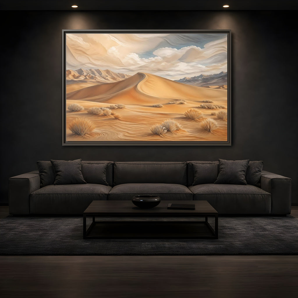 Mockup 3. Nature Desert Dune Warm Desert Landscape shown as stretched canvas wall art