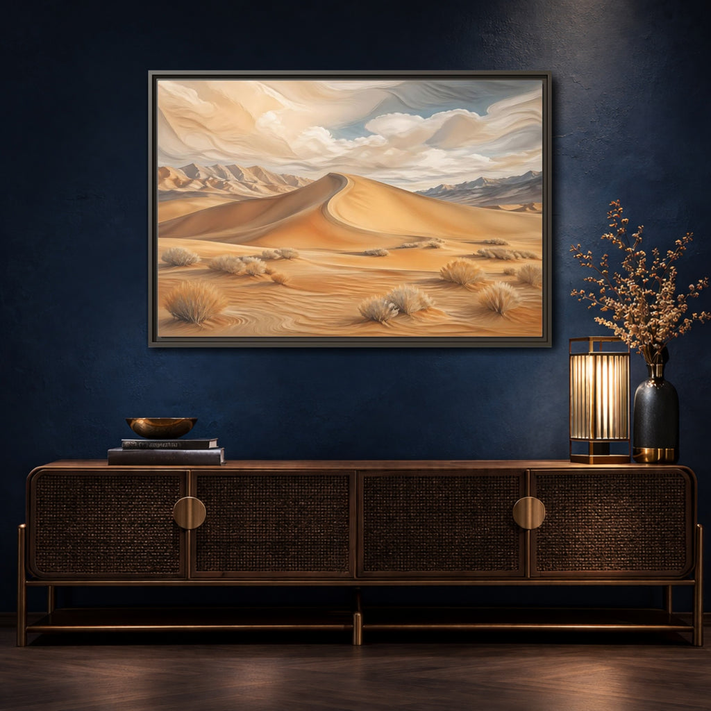 Mockup 4. Nature Desert Dune Warm Desert Landscape shown as stretched canvas wall art