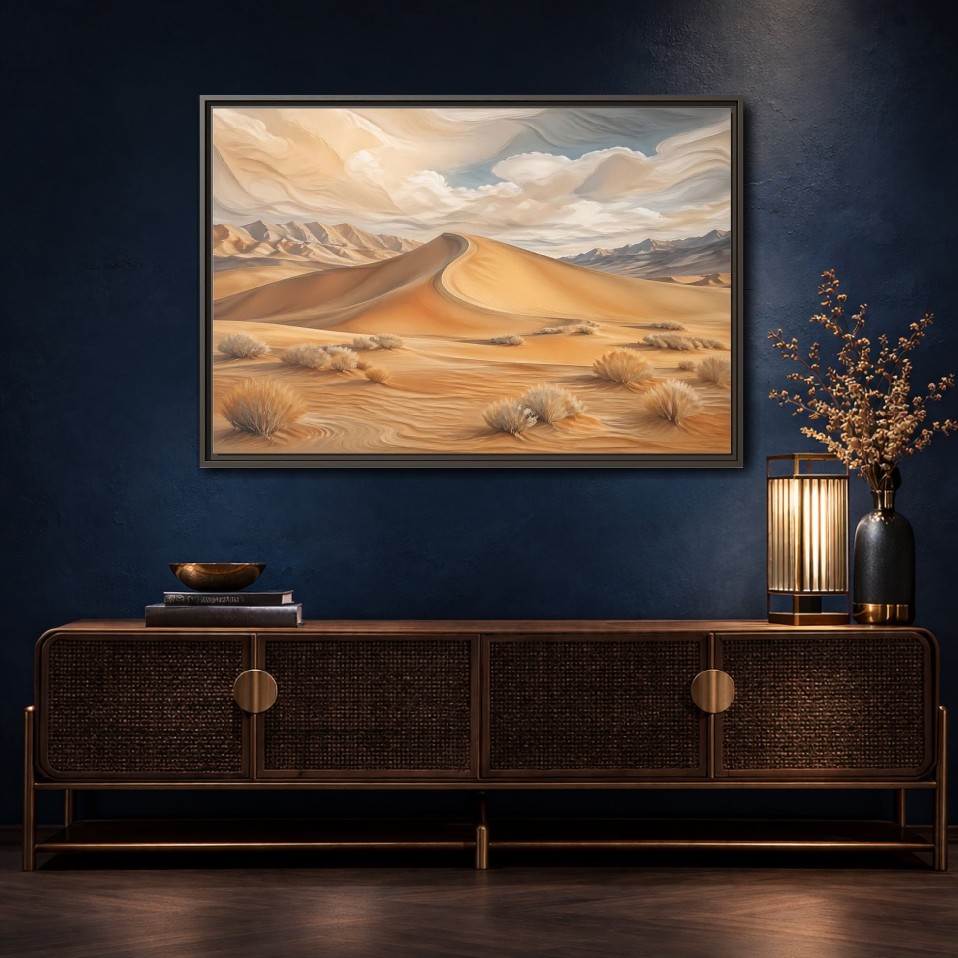 Mockup 4. Nature Desert Dune Warm Desert Landscape shown as stretched canvas wall art