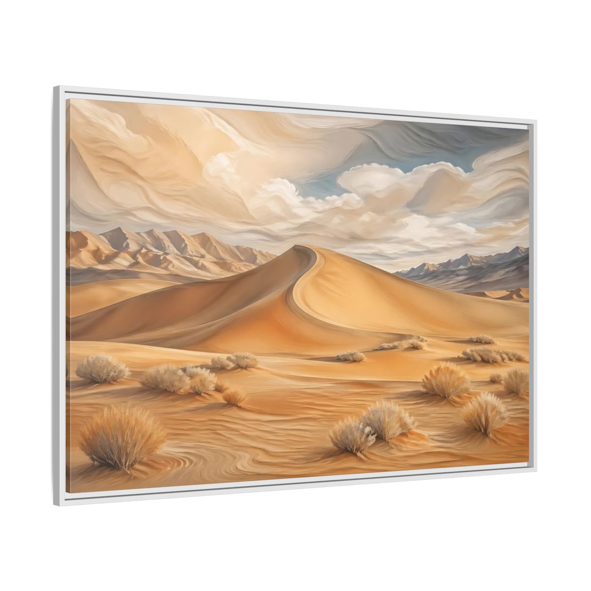 Side Mockup 7. Nature Desert Dune Warm Desert Landscape shown as stretched canvas wall art