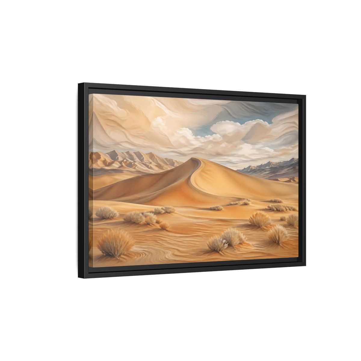 Side Mockup 3. Nature Desert Dune Warm Desert Landscape shown as stretched canvas wall art