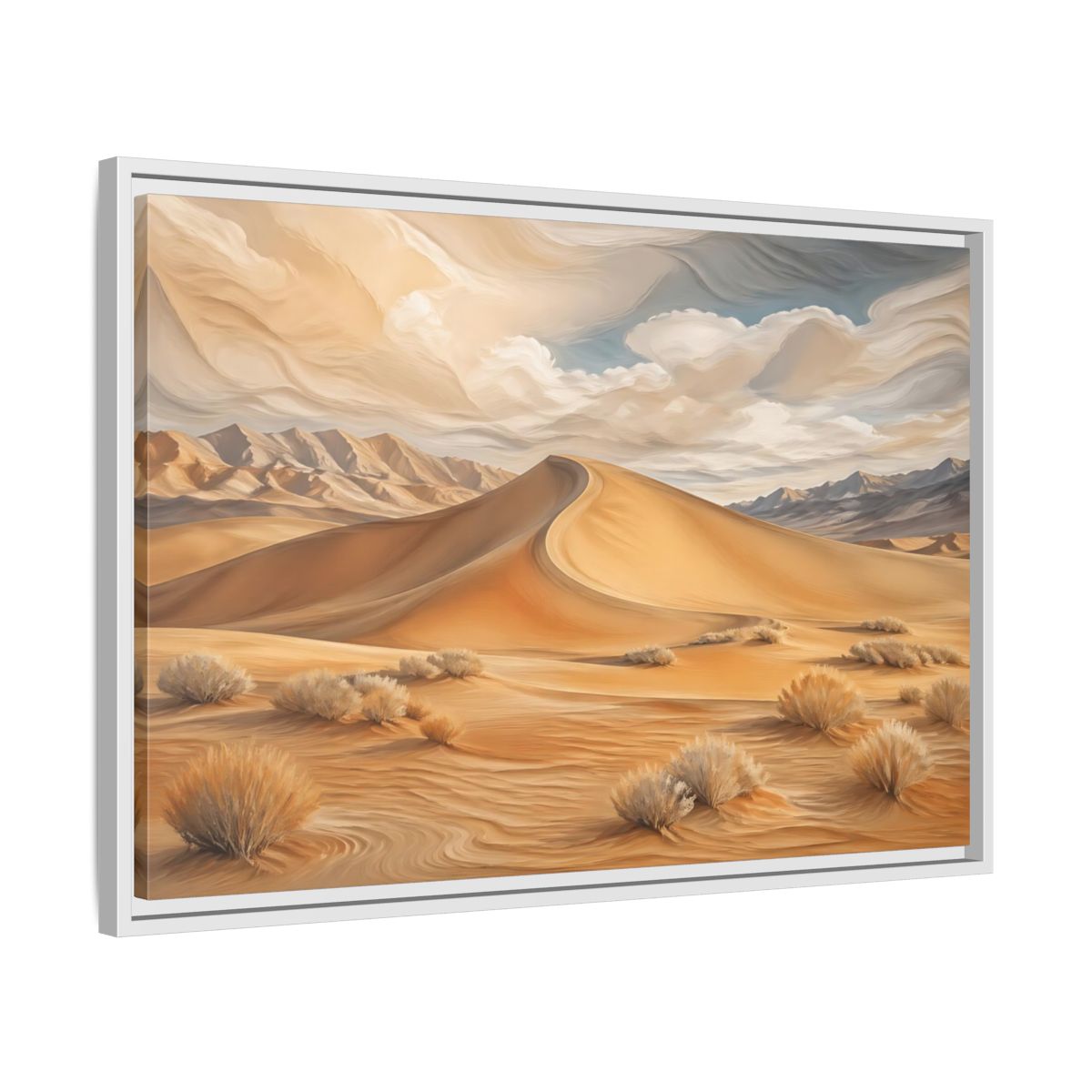 Side Mockup 10. Nature Desert Dune Warm Desert Landscape shown as stretched canvas wall art