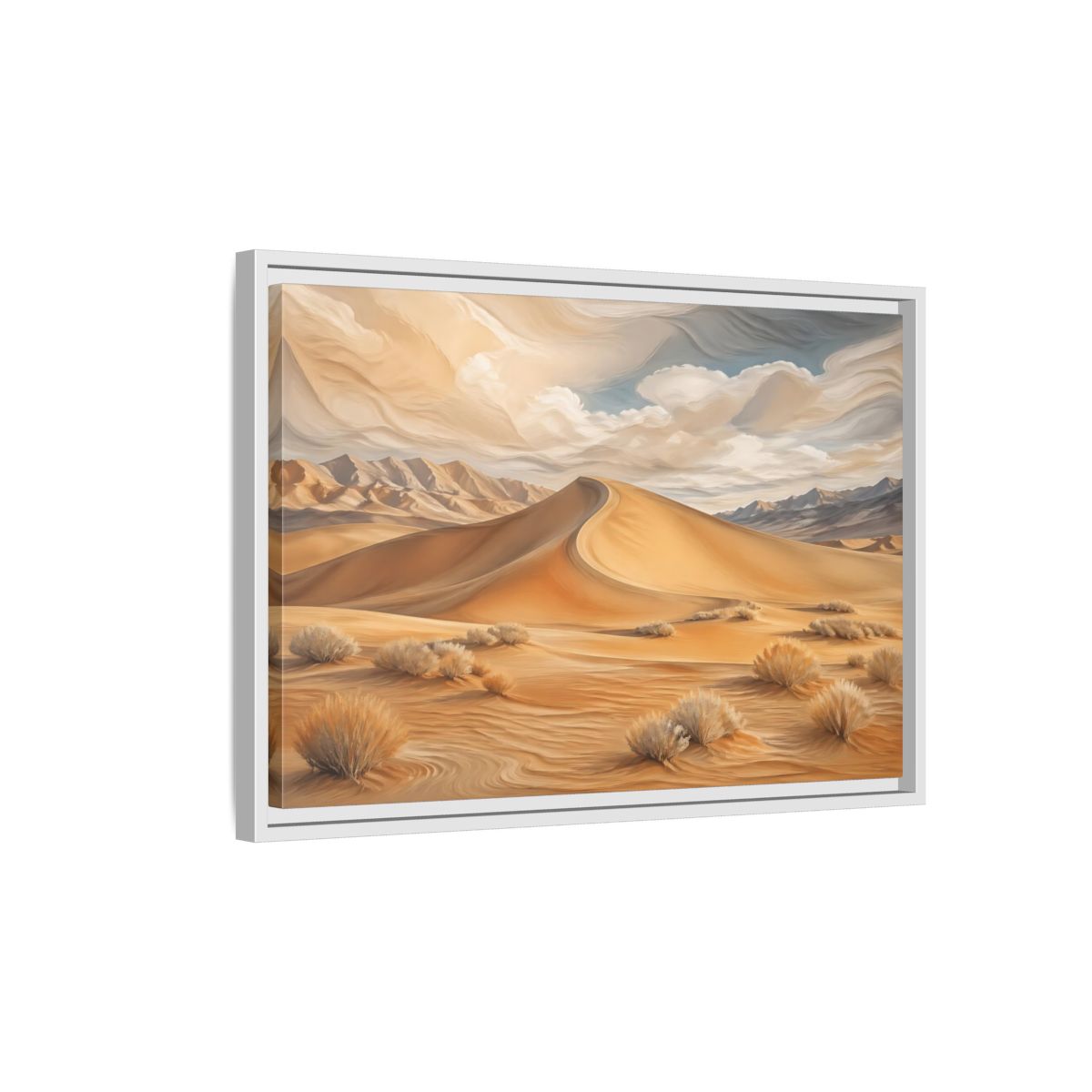 Side Mockup 1. Nature Desert Dune Warm Desert Landscape shown as stretched canvas wall art