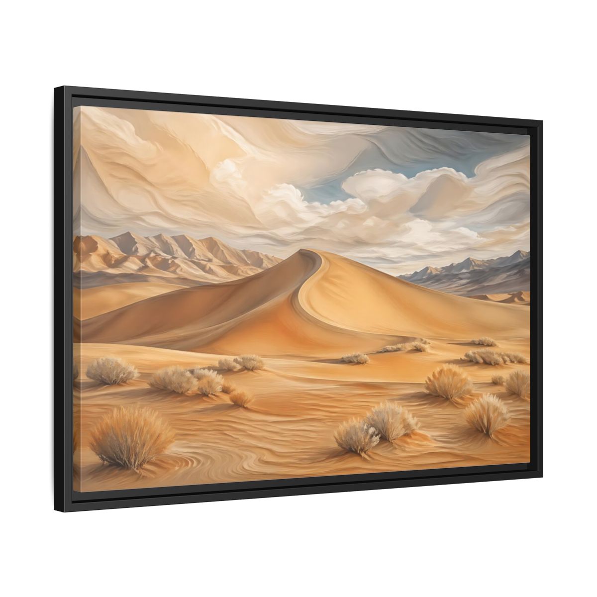 Side Mockup 14. Nature Desert Dune Warm Desert Landscape shown as stretched canvas wall art