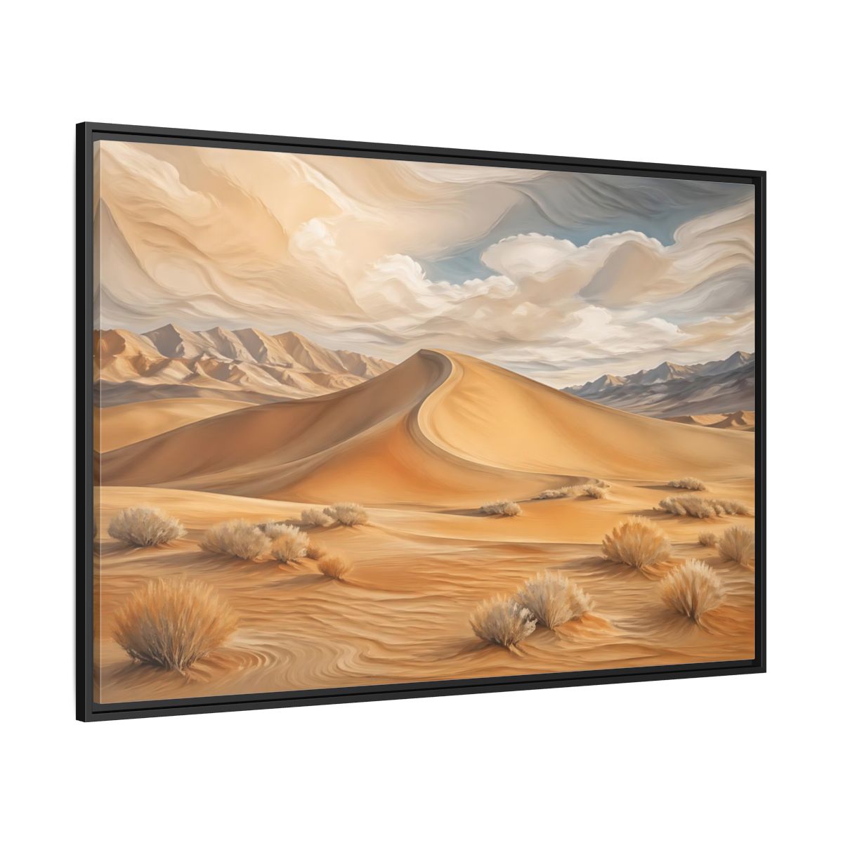 Side Mockup 12. Nature Desert Dune Warm Desert Landscape shown as stretched canvas wall art
