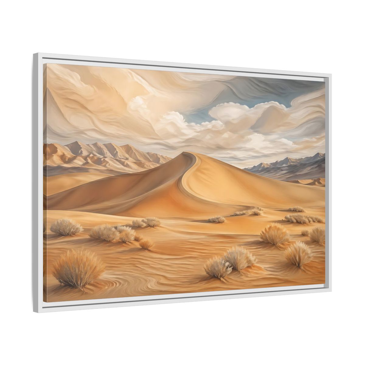 Side Mockup 9. Nature Desert Dune Warm Desert Landscape shown as stretched canvas wall art