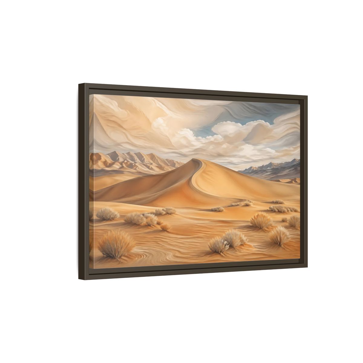 Side Mockup 2. Nature Desert Dune Warm Desert Landscape shown as stretched canvas wall art