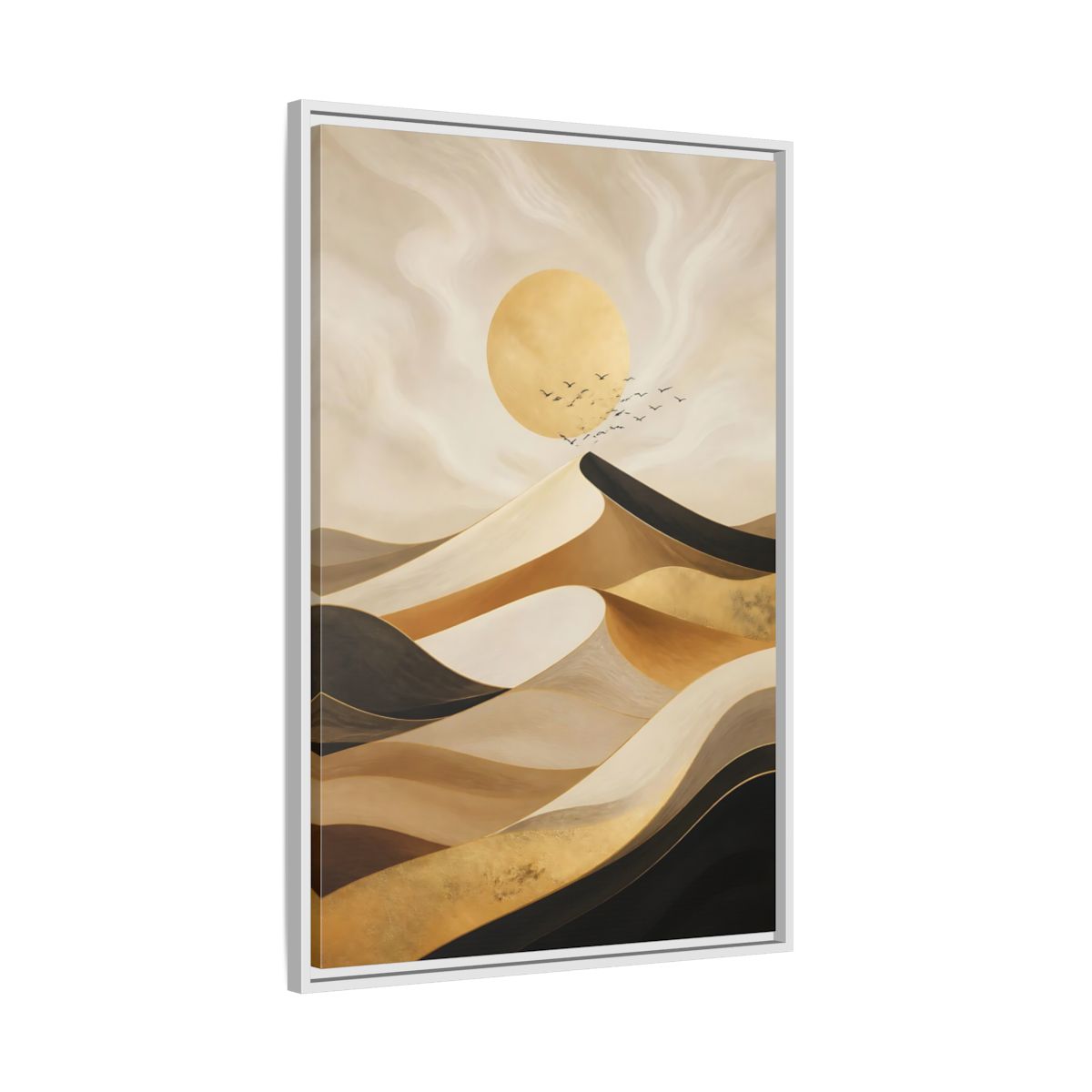 Side Mockup 9. Nature Desert Dunes Gold Desert Dunes shown as stretched canvas wall art