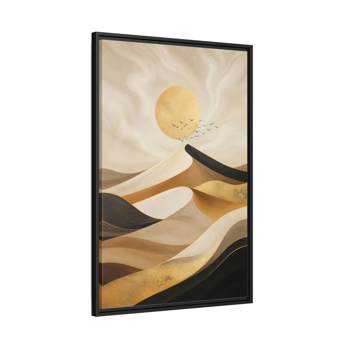 Side Mockup 13. Nature Desert Dunes Gold Desert Dunes shown as stretched canvas wall art