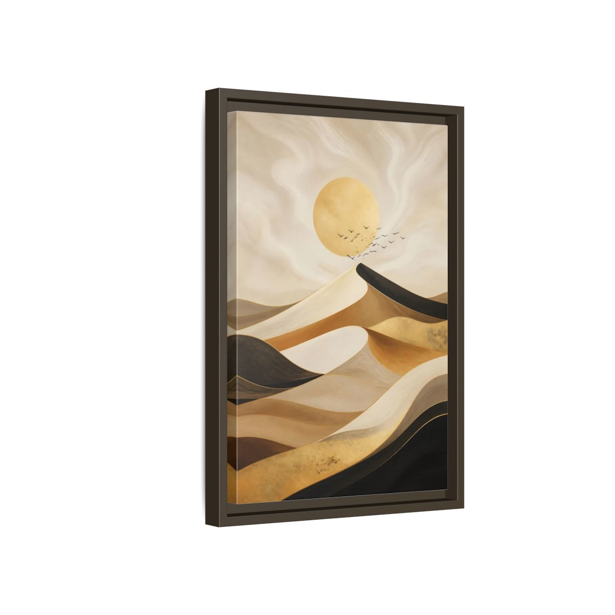 Side Mockup 5. Nature Desert Dunes Gold Desert Dunes shown as stretched canvas wall art
