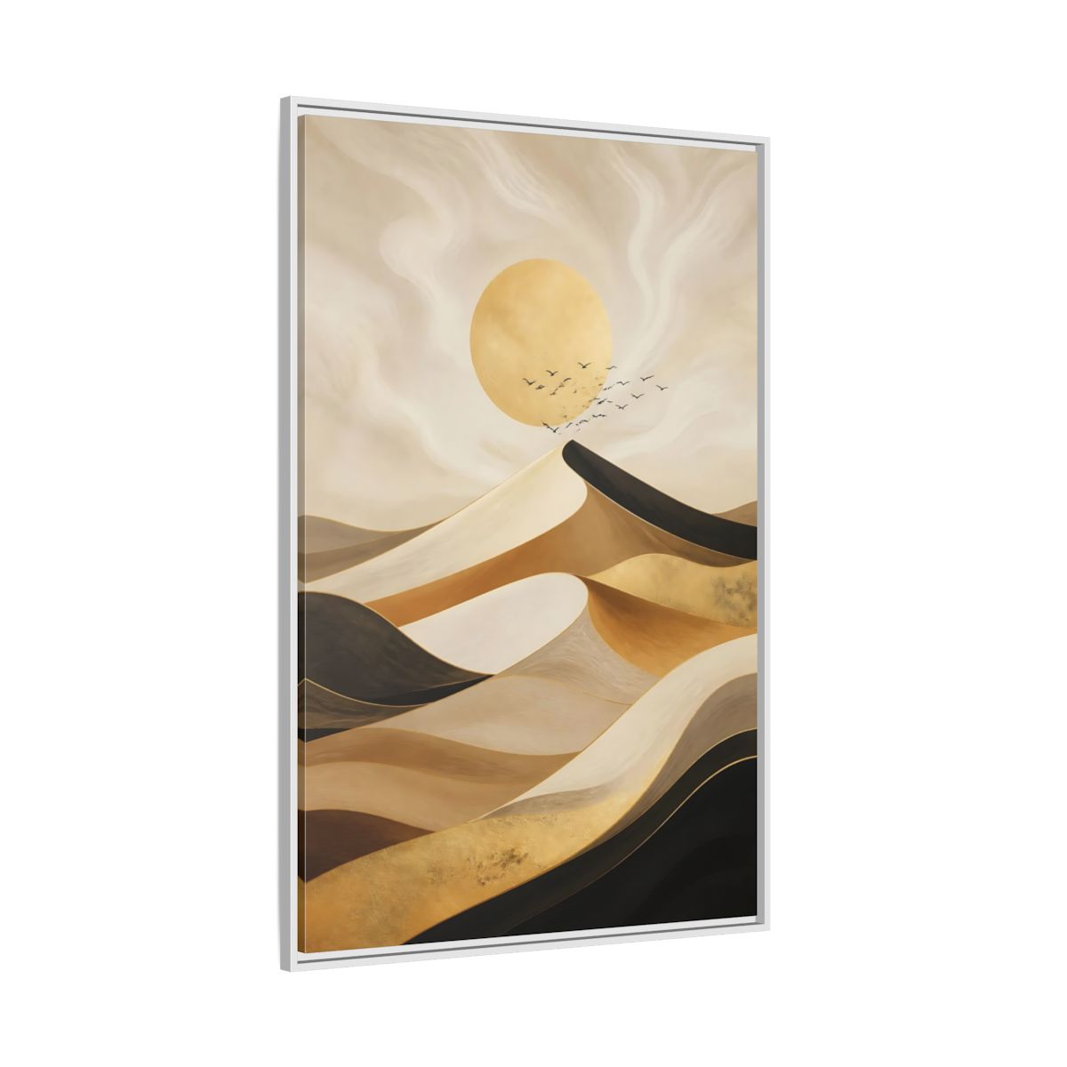 Side Mockup 7. Nature Desert Dunes Gold Desert Dunes shown as stretched canvas wall art