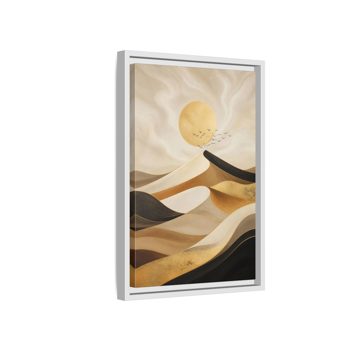 Side Mockup 4. Nature Desert Dunes Gold Desert Dunes shown as stretched canvas wall art