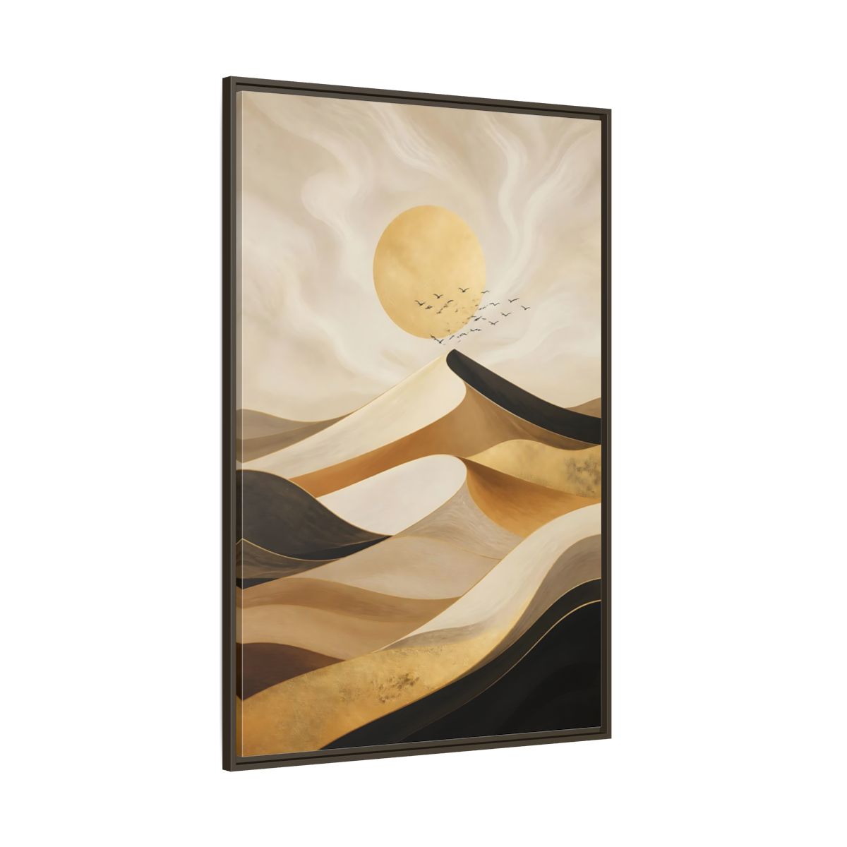 Side Mockup 8. Nature Desert Dunes Gold Desert Dunes shown as stretched canvas wall art